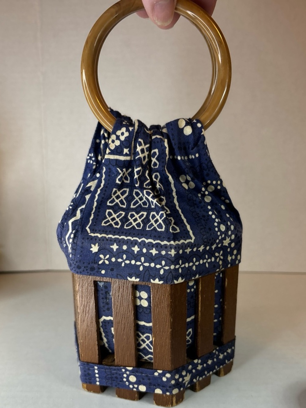 Vintage Gary Gail Dallas Blue Bandana  Picket Fence Purse